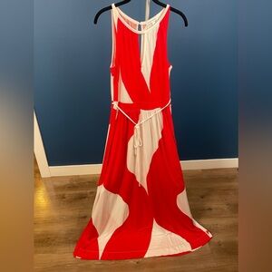 Banana Republic Red & White Maxi Dress